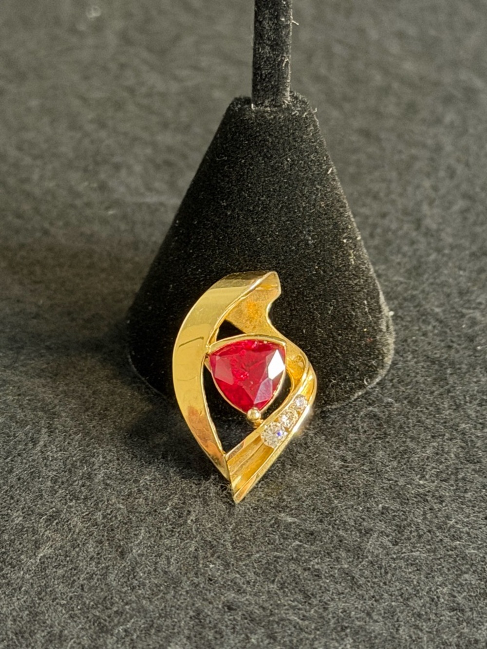Vintage 14K Gold Ruby and Diamond Pendant